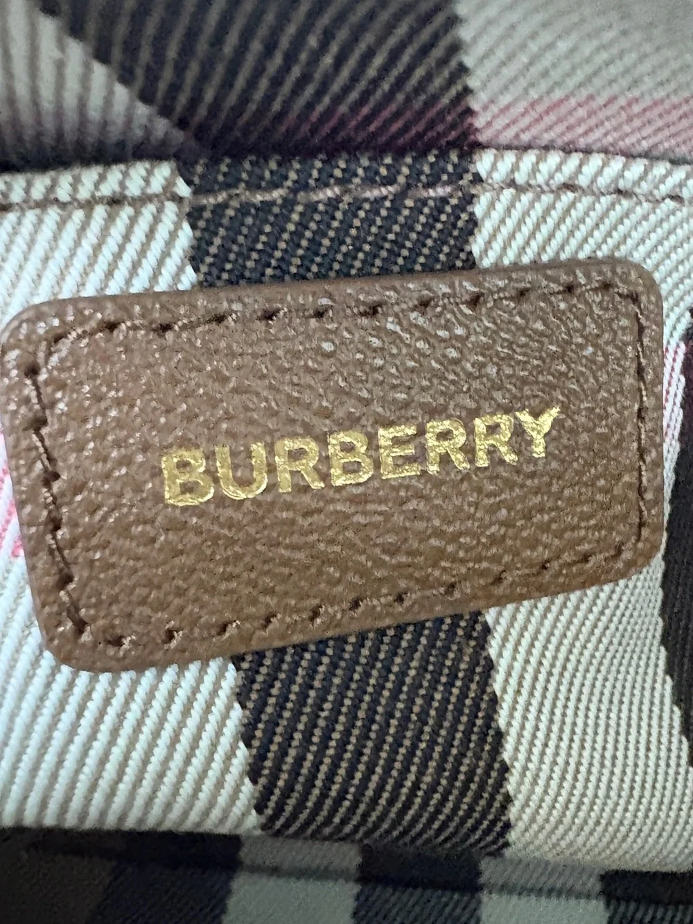 Burberry Brown Leather camera Bag with Signature Check